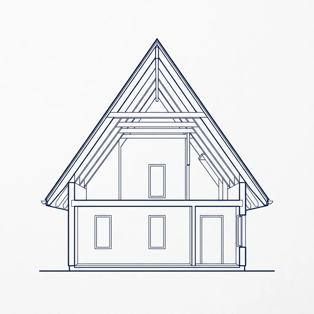 Isometric architectural blueprint diagram showing roof pitch vs angle