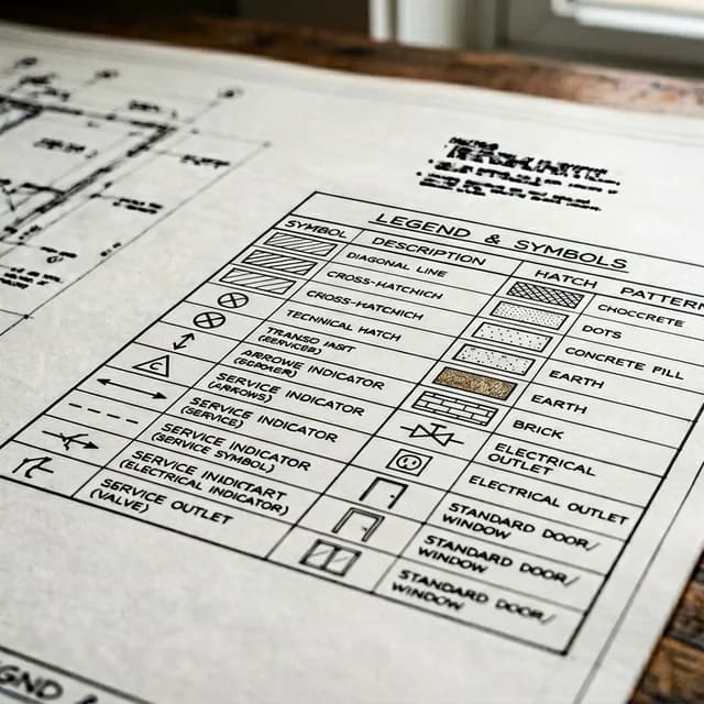 Blueprint legend showing wall and door symbols