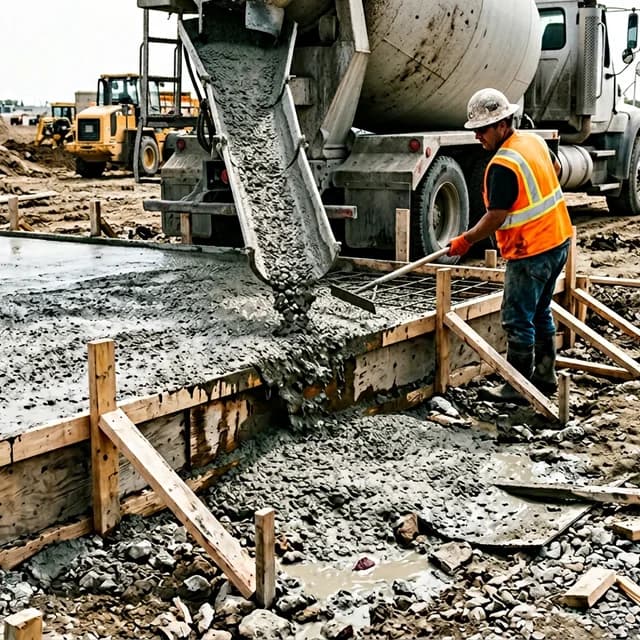 Scrap lumber and drywall waste pile at residential construction site representing material waste factor