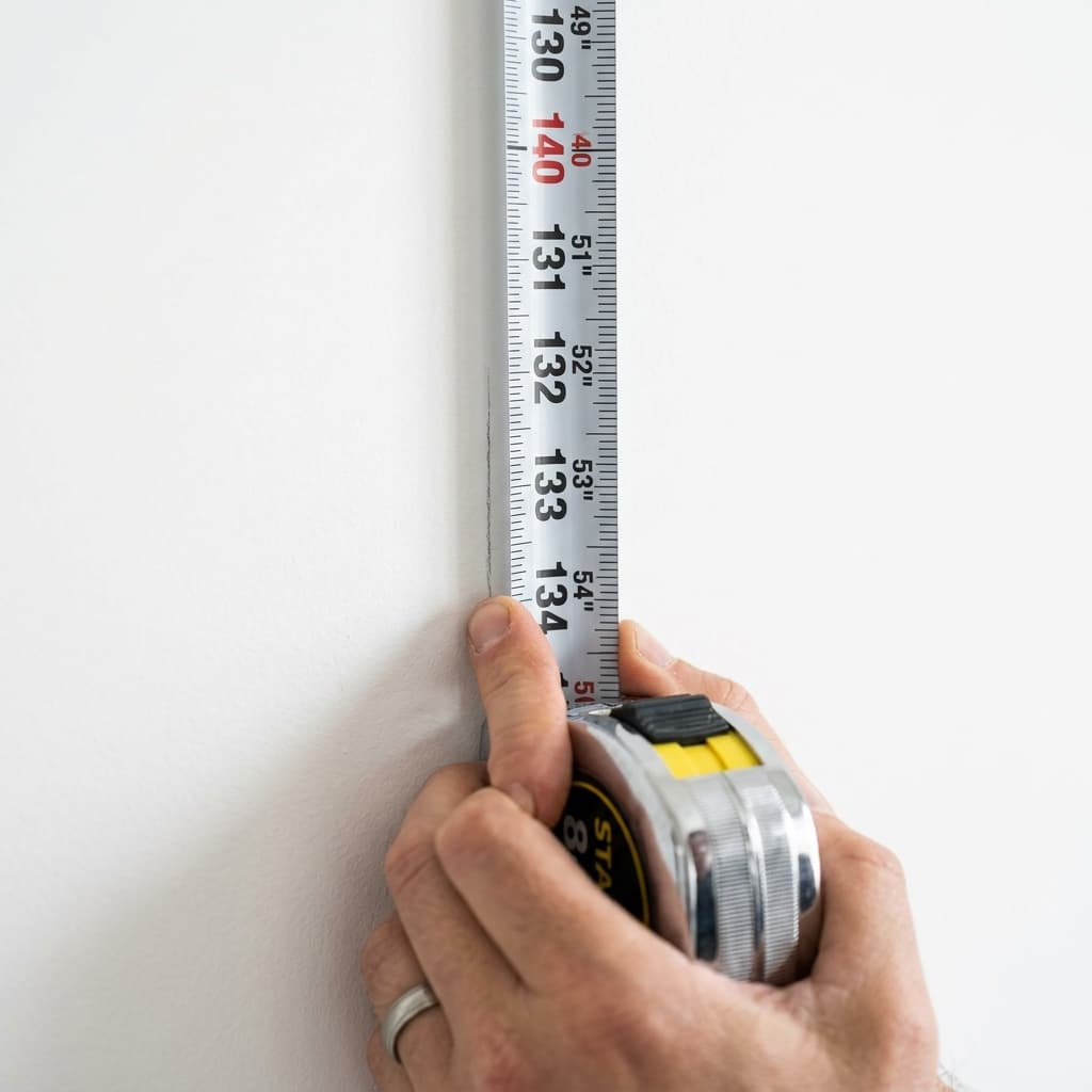 Professional measuring bedroom wall dimensions for paint and square footage estimation